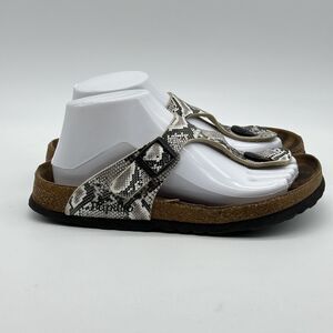 Birkenstock Papillio Gizeh Women's Size 7 EU38 Snakeskin Cork T Strap Sandals